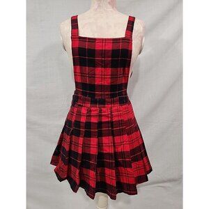 Love Tree Bib Style Plaid Pleated Skirt/Dress